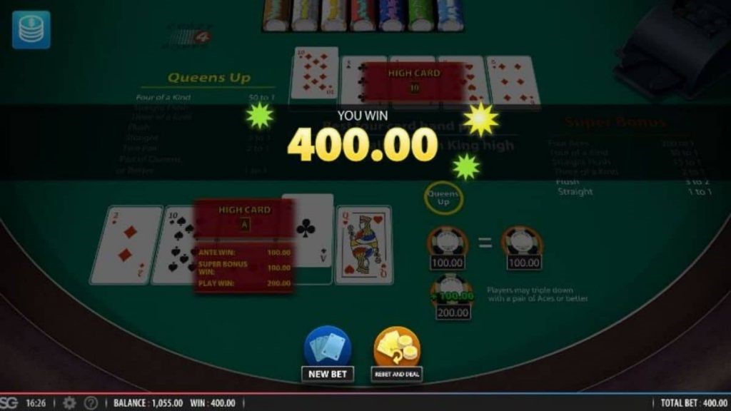 What are the different betting strategies to win at 4 card Poker?