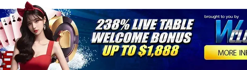 238% Live Table Welcome Bonus Up To $1888!