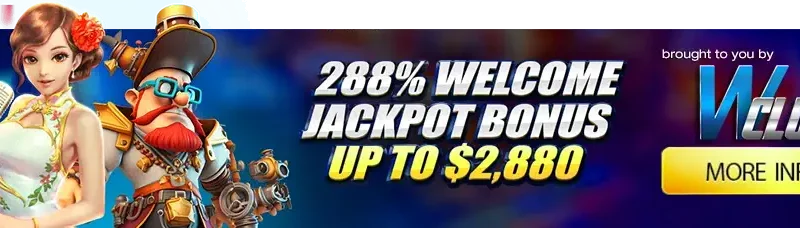 288% Welcome Jackpot Bonus Up To $2,880!