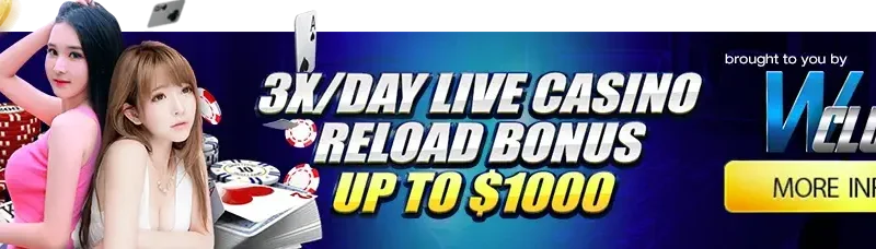 3x/Day Casino Reload Bonus up to $1,000