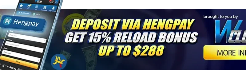 Deposit via HengPay and Get 15% Reload Bonus Up To $288!